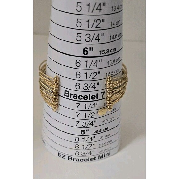 Stella & Dot Silky Soft Gold & Silvertone Adjustable Bangle Cuff Bracelet 7.25" - Picture 4 of 5